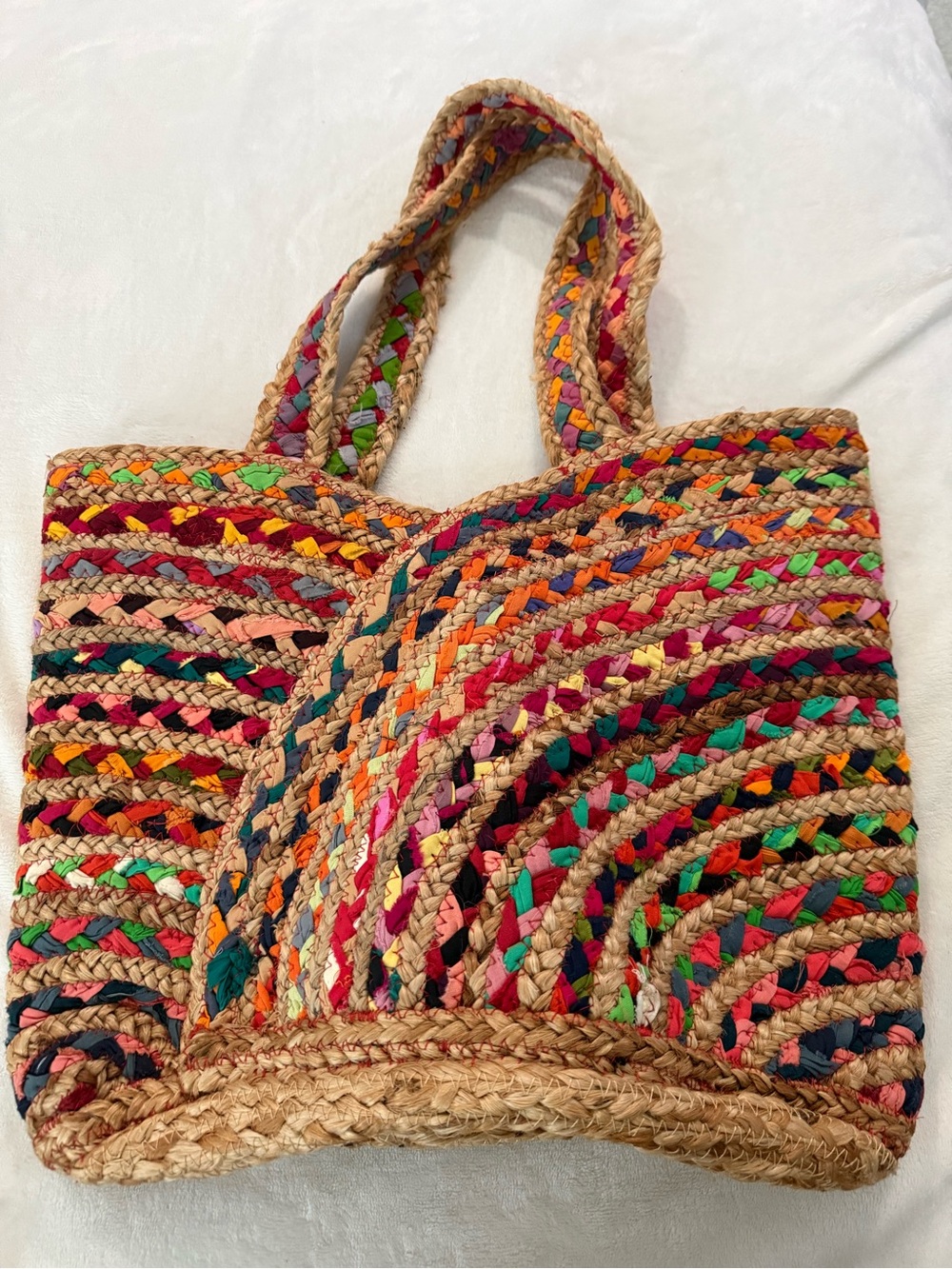 Artisan Free Spirit Boho Hippie Ethnic people jute handmade woven tote bag NWOT - Picture 2 of 4